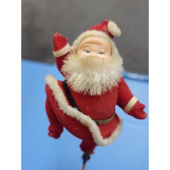 Other - Vintage 1960s Flocked Santa Claus Blow Mold On A Stick For Floral Arrangement